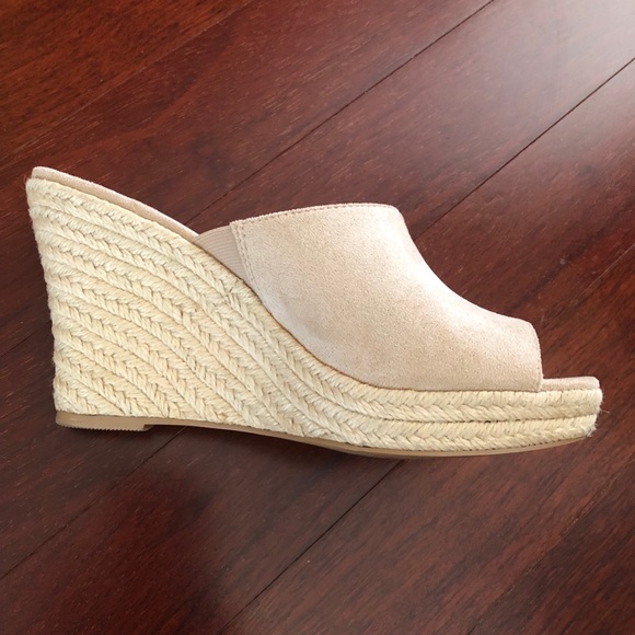 Beige Microsuede Espadrille Wedge Sandals - only lightly worn - Picture 2 of 5